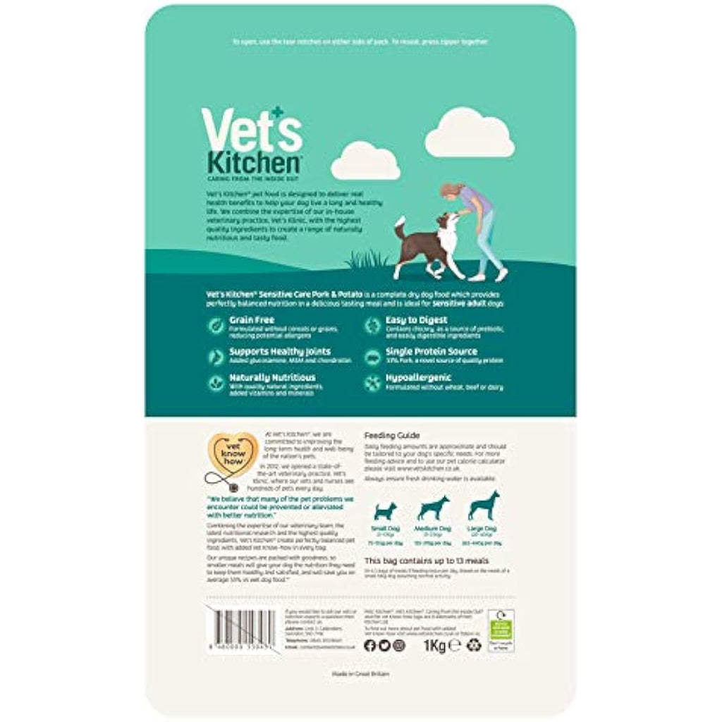 Vet's Kitchen Grain Free Pork & Potato Dry Dog Food - 6 kg Bag
