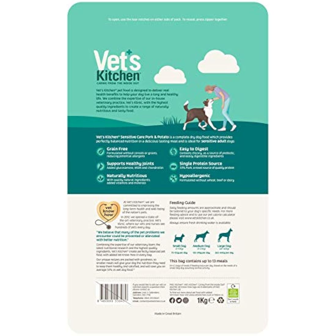 Vet's Kitchen Grain Free Pork & Potato Dry Dog Food - 6 kg Bag