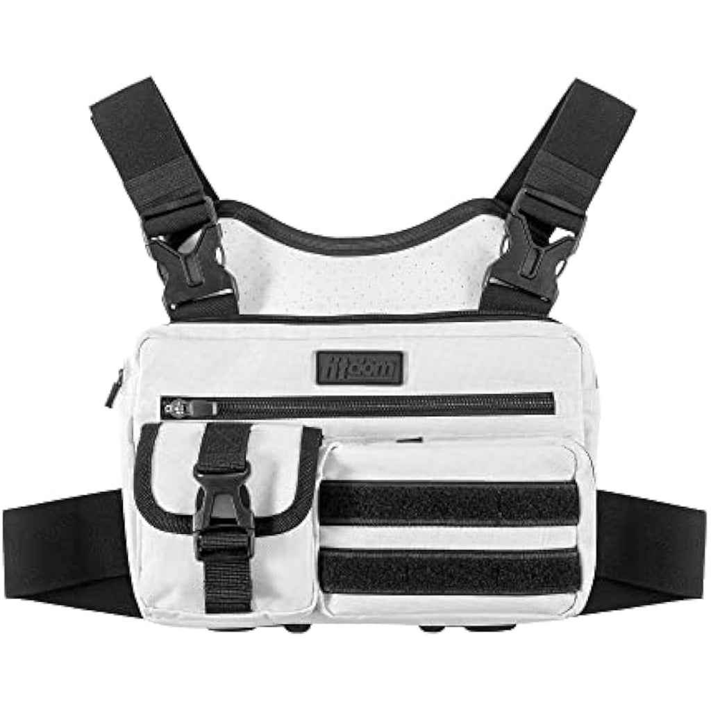 Fitdom Tactical Sports Utility Chest Pack | Water-Resistant EDC Vest, White