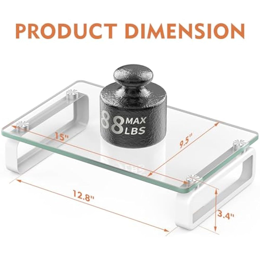 Hemudu Tempered Glass Monitor Stand Riser – 2 Pack Desktop Organizer