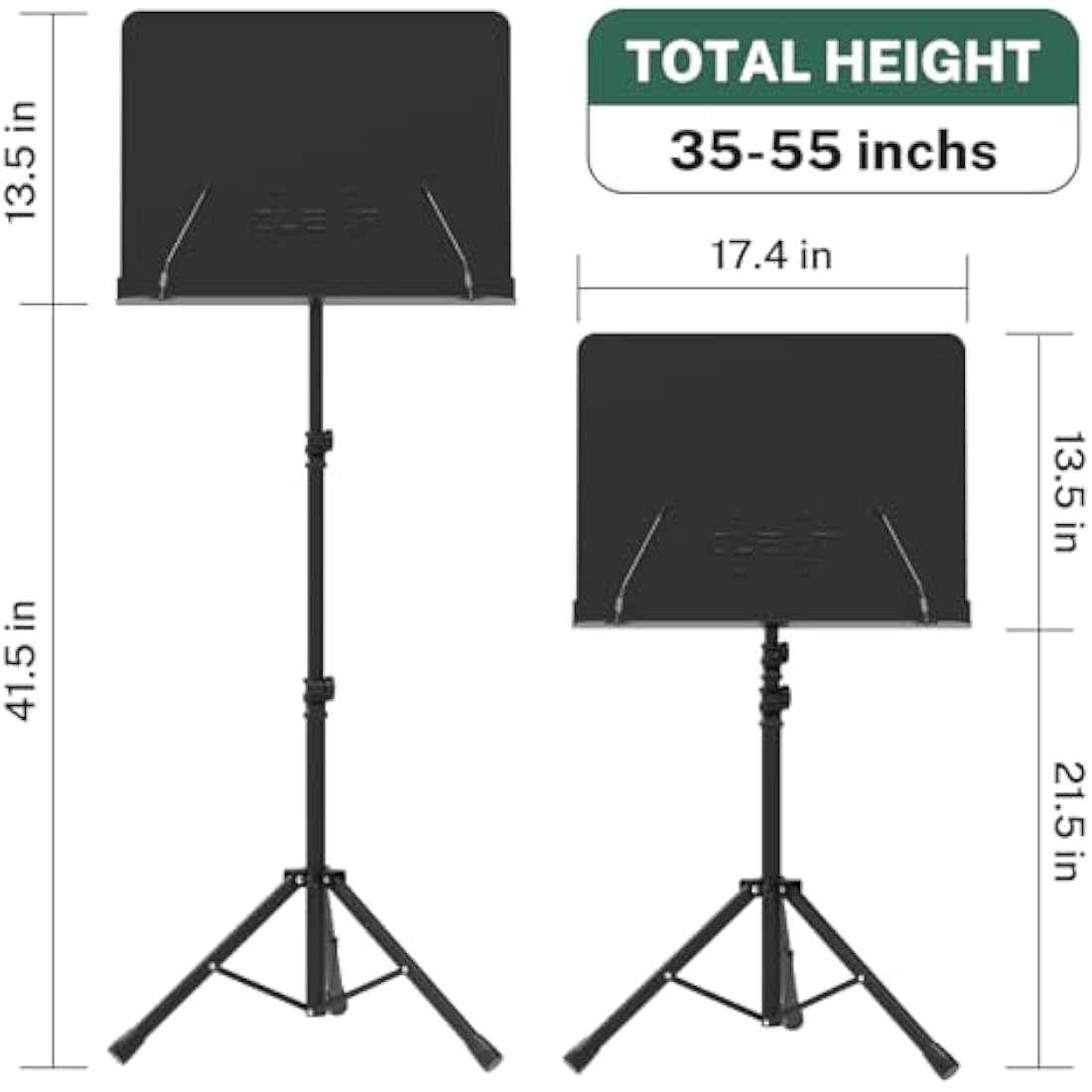 GLEAM Full Metal Sheet Music Stand – Adjustable 5-in-1 Desktop Holder