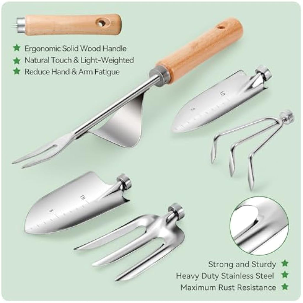 Jolof Store 9-Piece Stainless Steel Garden Tool Set with Storage Bag
