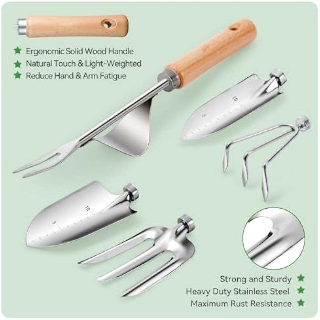 Jolof Store 9-Piece Stainless Steel Garden Tool Set with Storage Bag