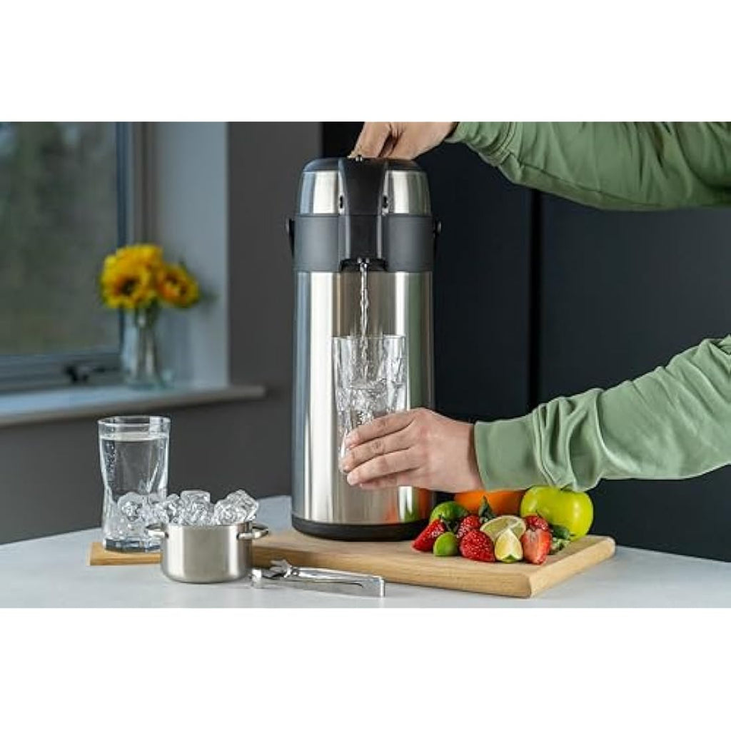 Pioneer 4L Stainless Steel Airpot | Insulated Coffee & Tea Dispenser