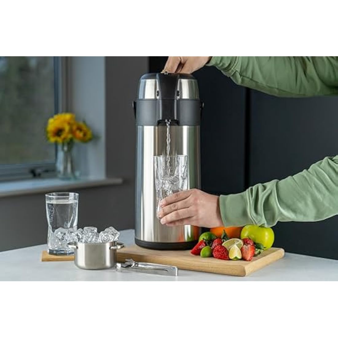 Pioneer 4L Stainless Steel Airpot | Insulated Coffee & Tea Dispenser