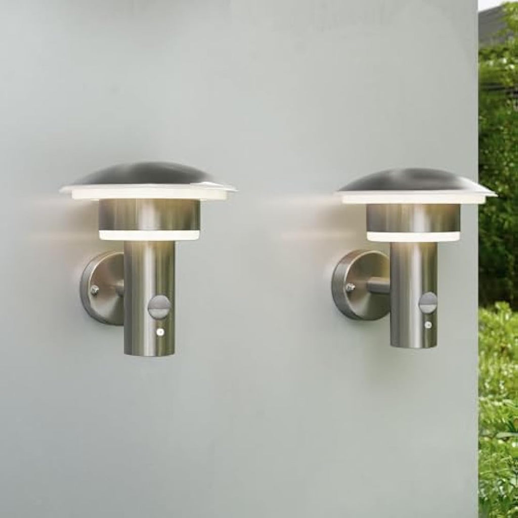 NBHANYUAN Outdoor LED Wall Light – SUS316 Stainless Steel Motion Sensor 2PK