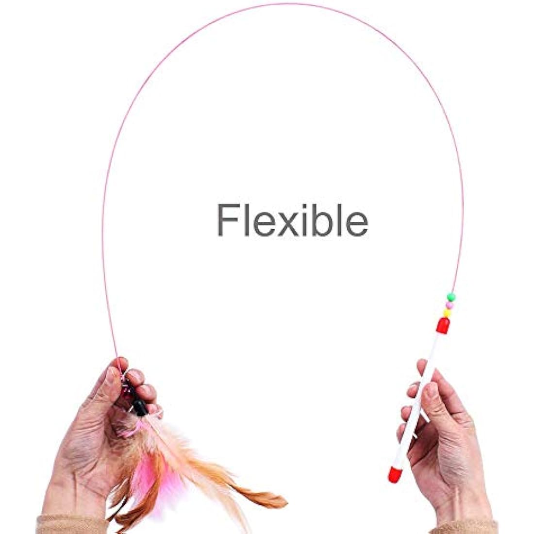 SLSON Interactive Feather Cat Teaser Wand with Bell and Flexible Wire