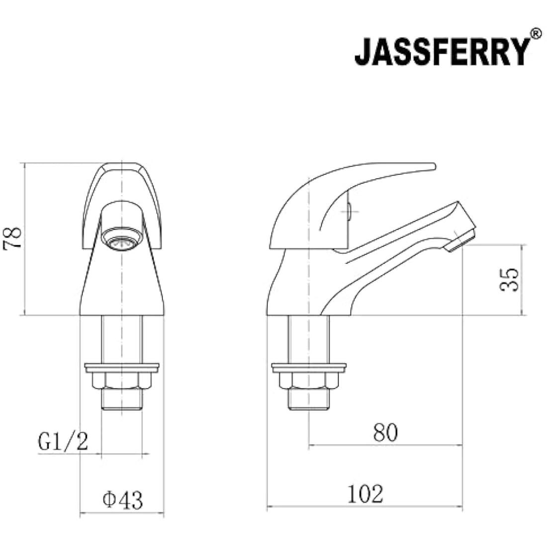 Jolof Store Chrome Basin Taps | Pair of Hot and Cold Brass Sink Faucets