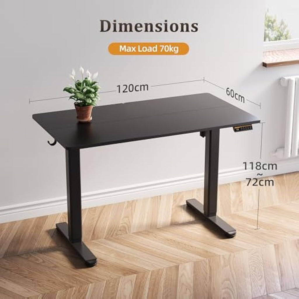 Claiks Electric Standing Desk – 120x60cm Height Adjustable Sit Stand