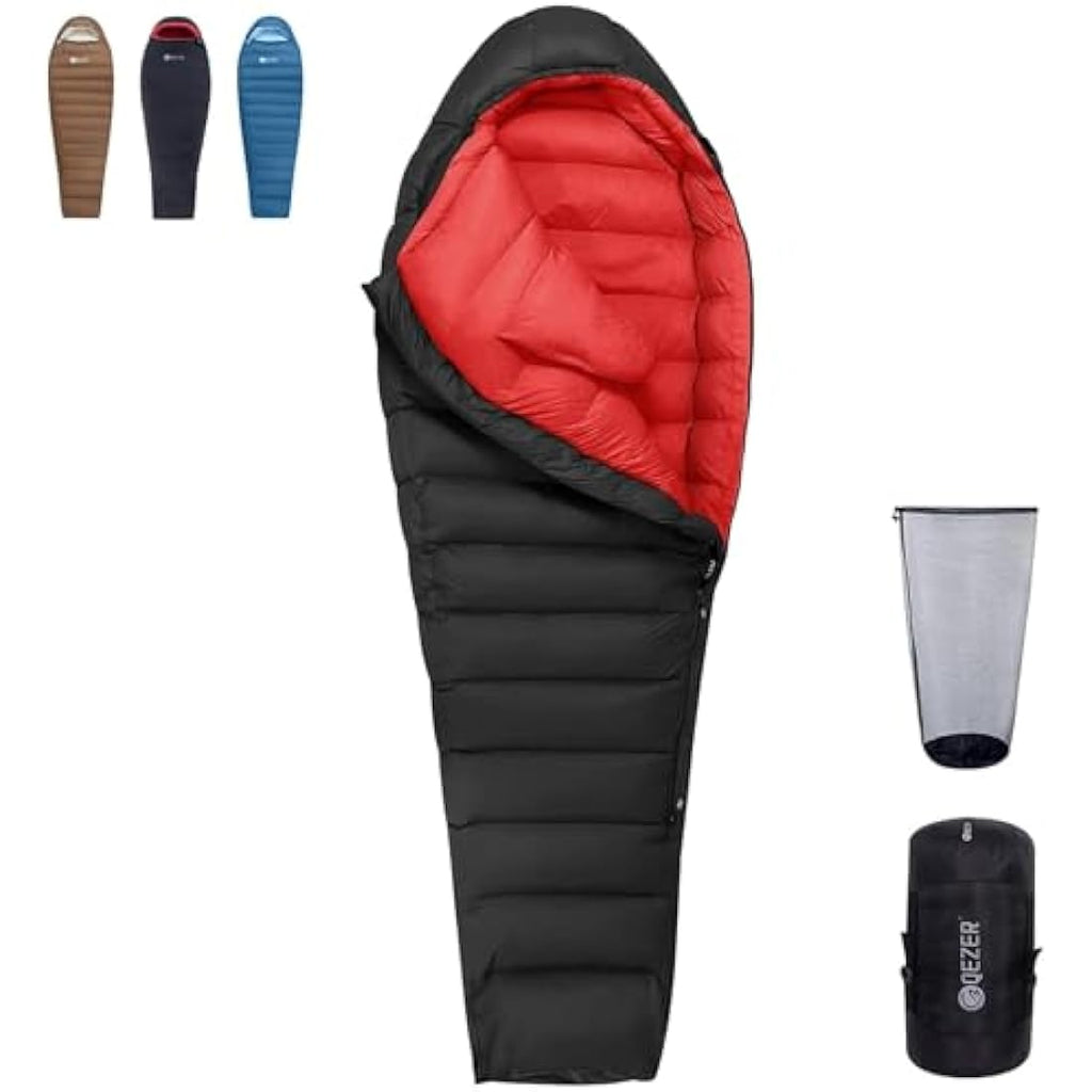 QEZER Winter Down Sleeping Bag | 660 FP Duck Down -20°C Cold Weather