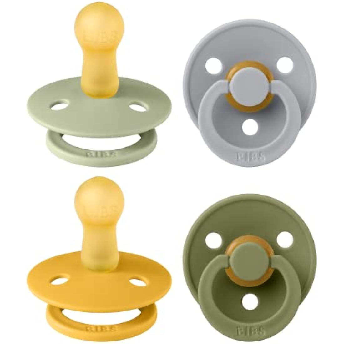 BIBS Colour Pacifier 4-Pack | Natural Rubber Latex Soothers, 6-18 Months
