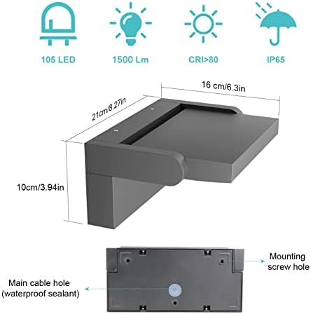 Klighten 24W LED Wall Light | IP65 Waterproof Adjustable Aluminum Lamp