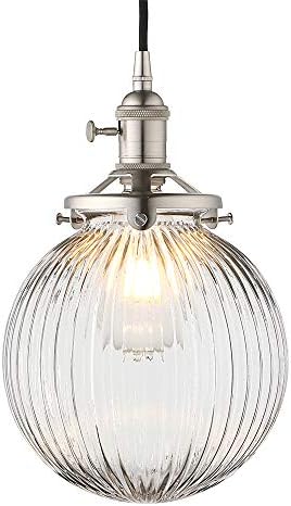 Yosoan Industrial Ribbed Glass Globe Pendant Light – Brushed Brass