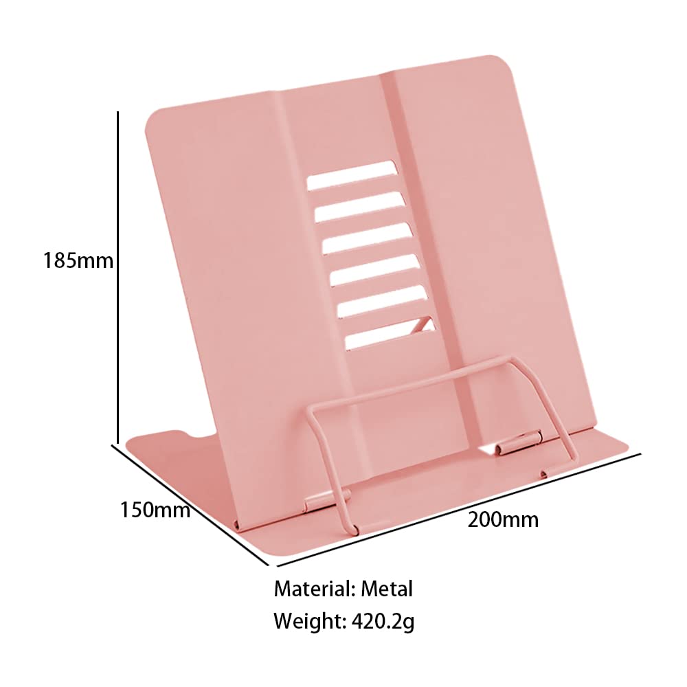 Book Stand, Multifunctional Metal Book Holder for Reading Pink2
