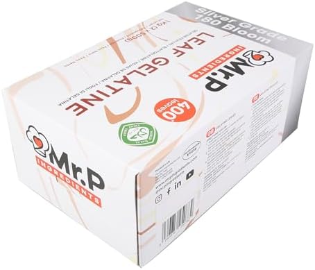 Mr.P Ingredients Silver Grade Leaf Gelatine - 1kg 400 Sheets Halal