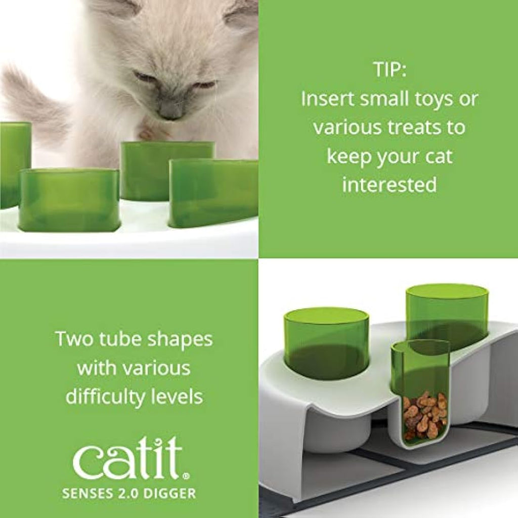 Catit Senses 2.0 Digger – Interactive Cat Toy and Slow Feeder, Green