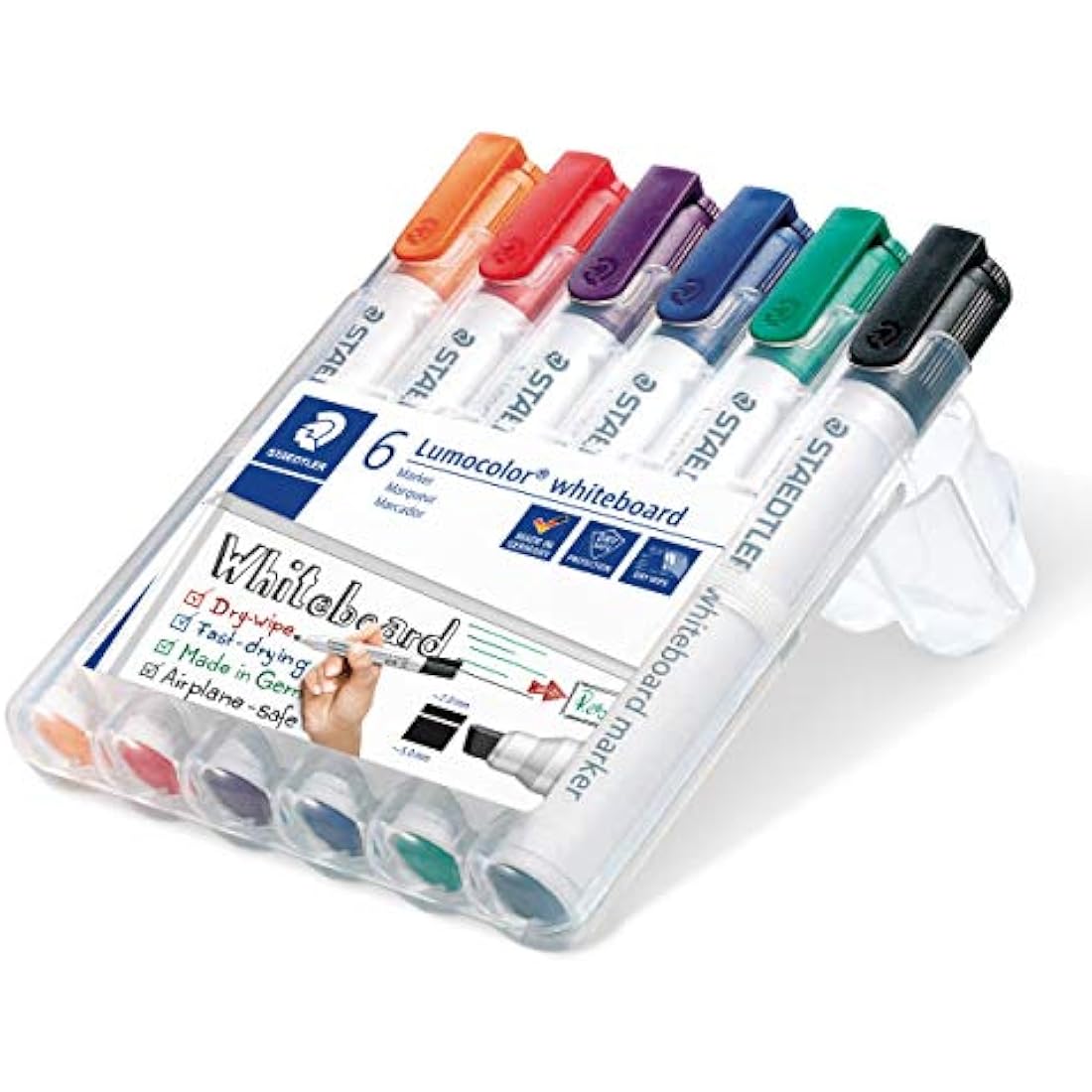 Staedtler Lumocolor Whiteboard Markers – Chisel Tip, Assorted (6 Pack)