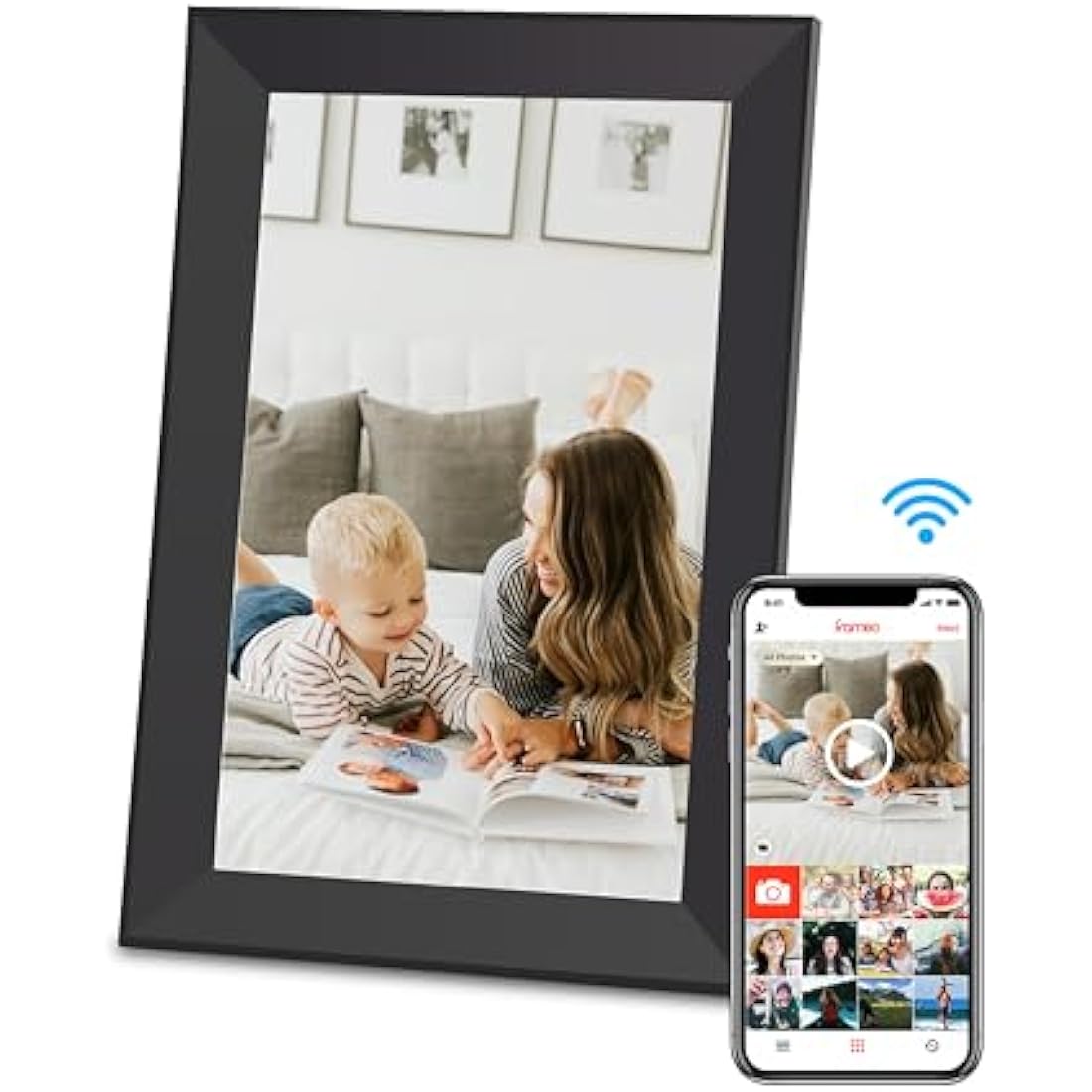 Hesmor 10.1 Inch WiFi Digital Photo Frame - 32GB IPS Touch Screen, Black