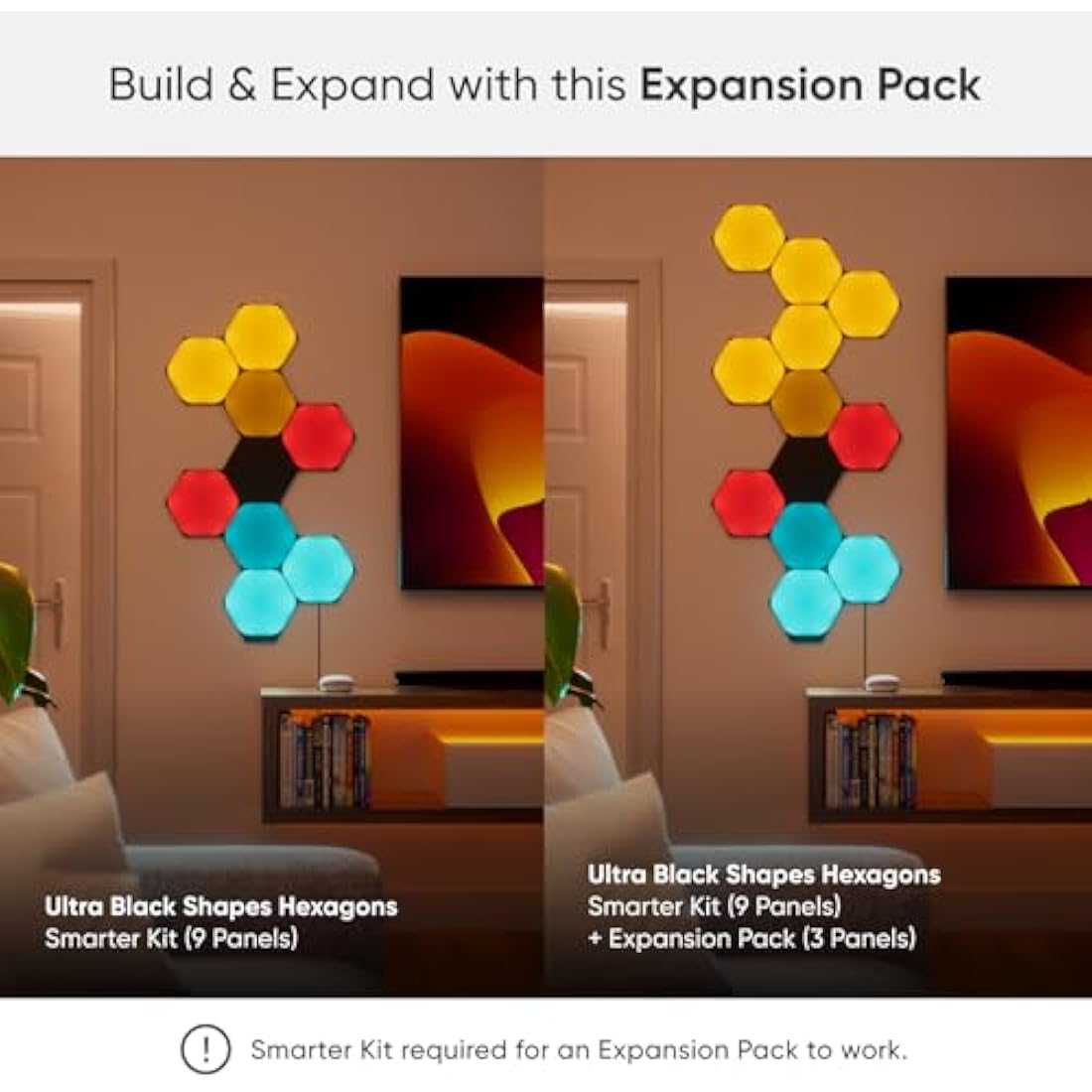 Nanoleaf Shapes Ultra Black Triangles Expansion Pack | 3 LED Panels