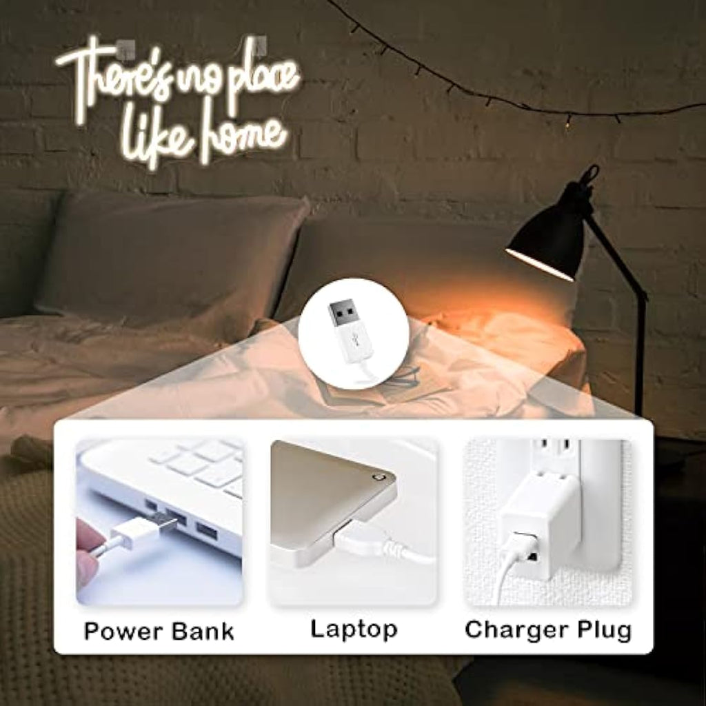 Looklight There's No Place Like Home Neon Sign | Warm White LED Wall Decor