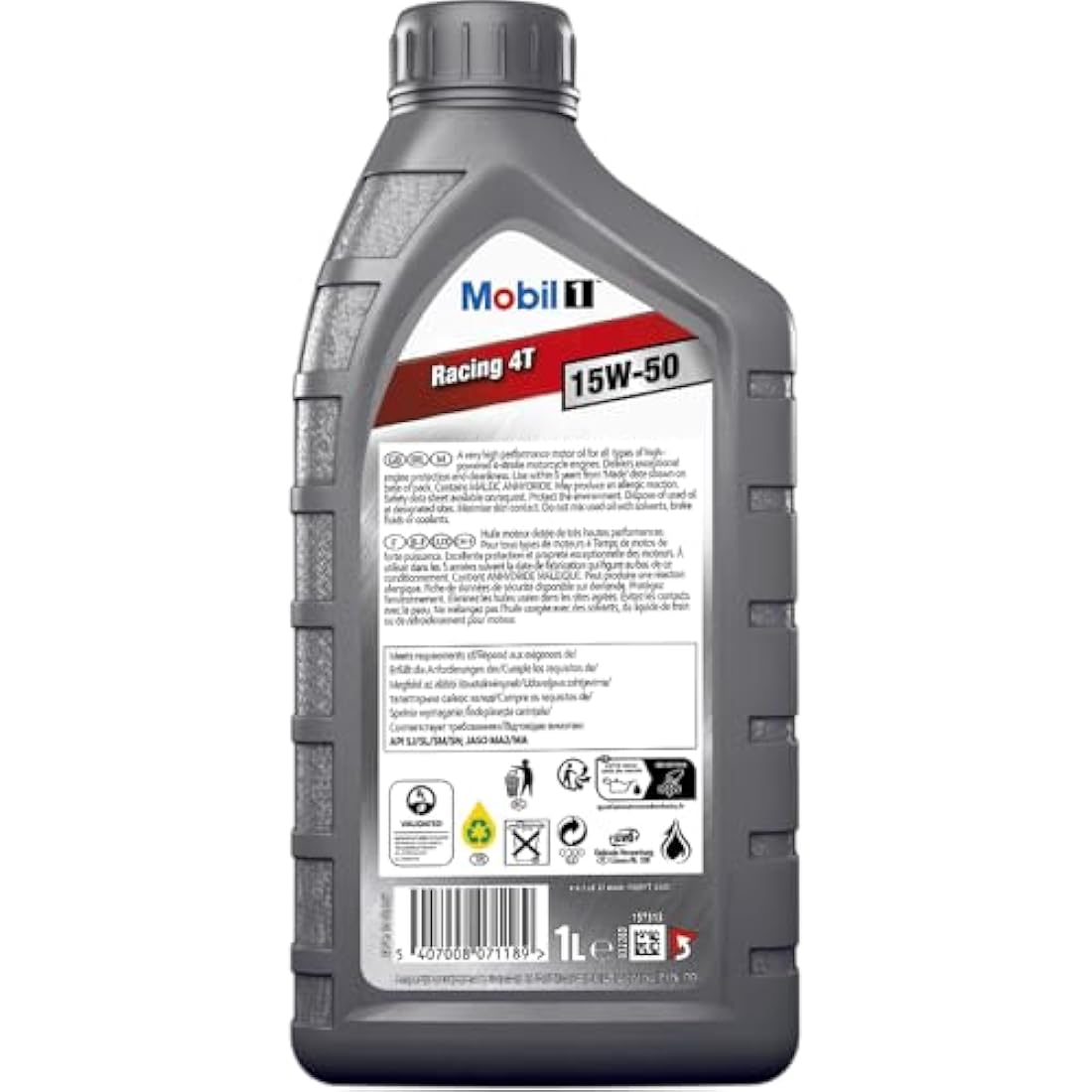 Mobil 1 Racing 4T 15W-50 Synthetic Motorcycle Engine Oil - 1L Bottle
