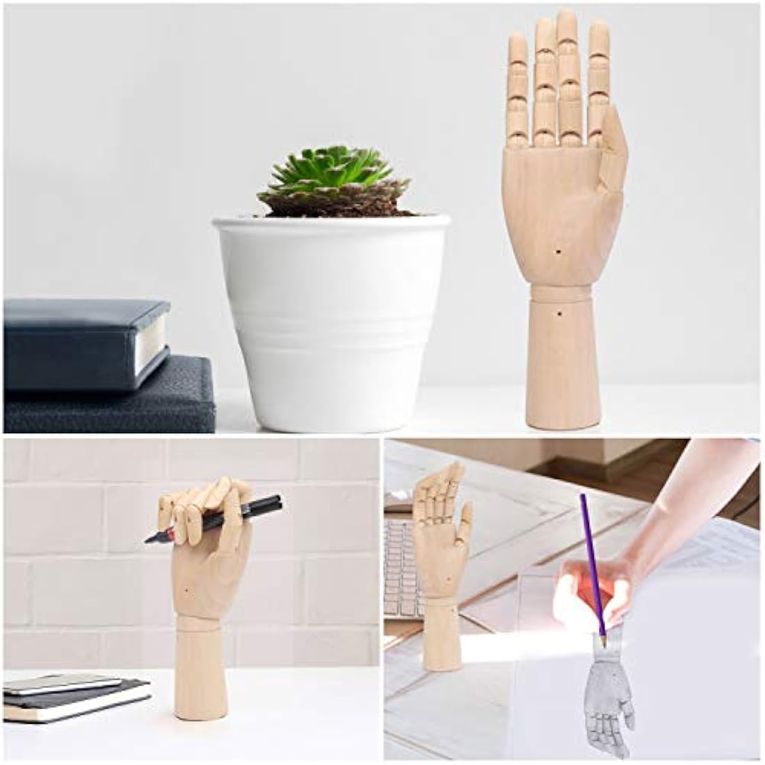 Belle Vous Wooden Mannequin Hands – 2 Pack Posable Art Drawing Models