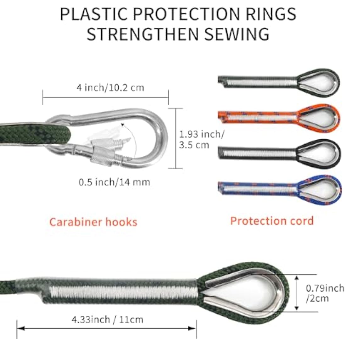 NewDoar 8mm Static Climbing Rope – 14KN Safety Cord with 2 Carabiners