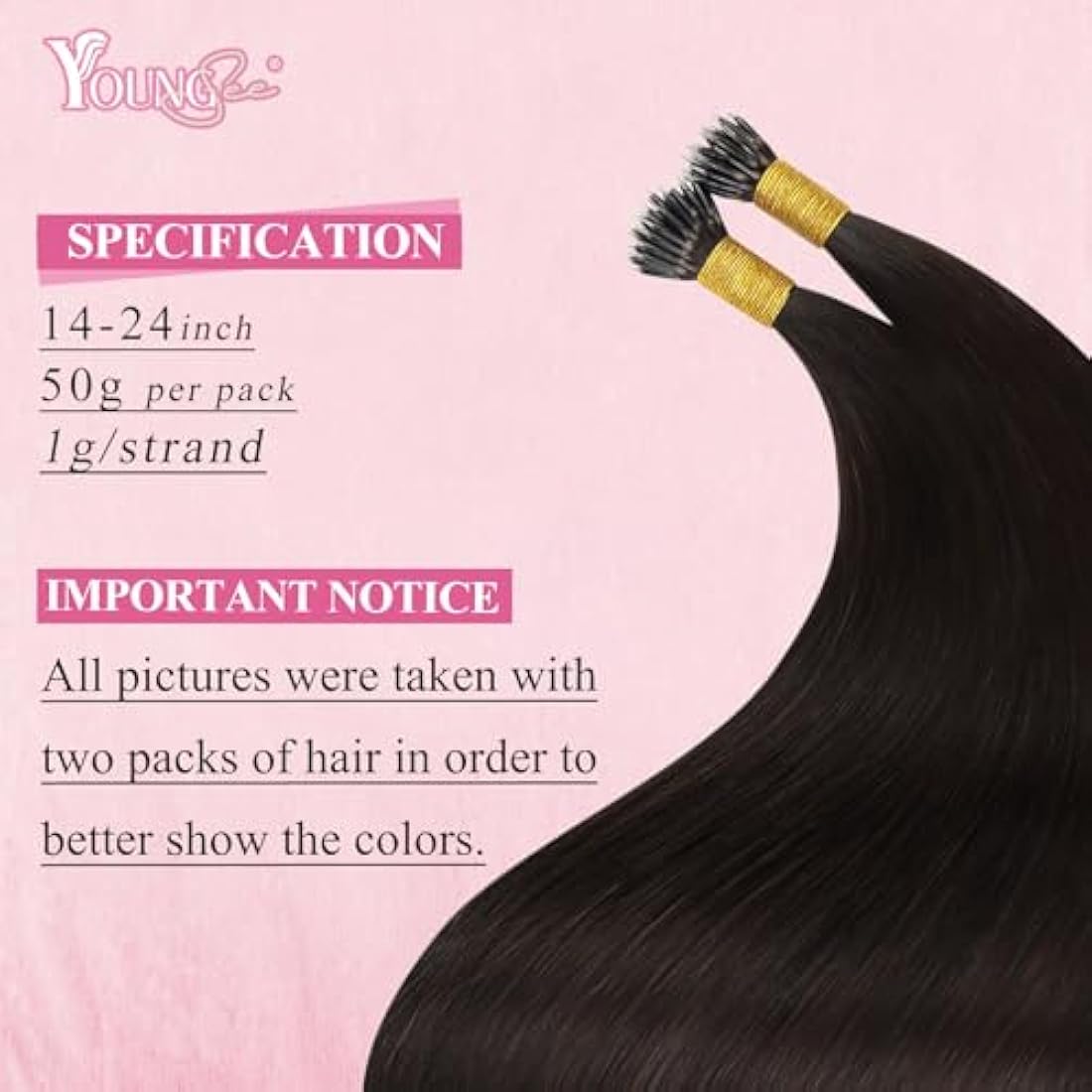 YoungSee 18" Nano Ring Hair Extensions | Dark Brown Real Human Hair 50g