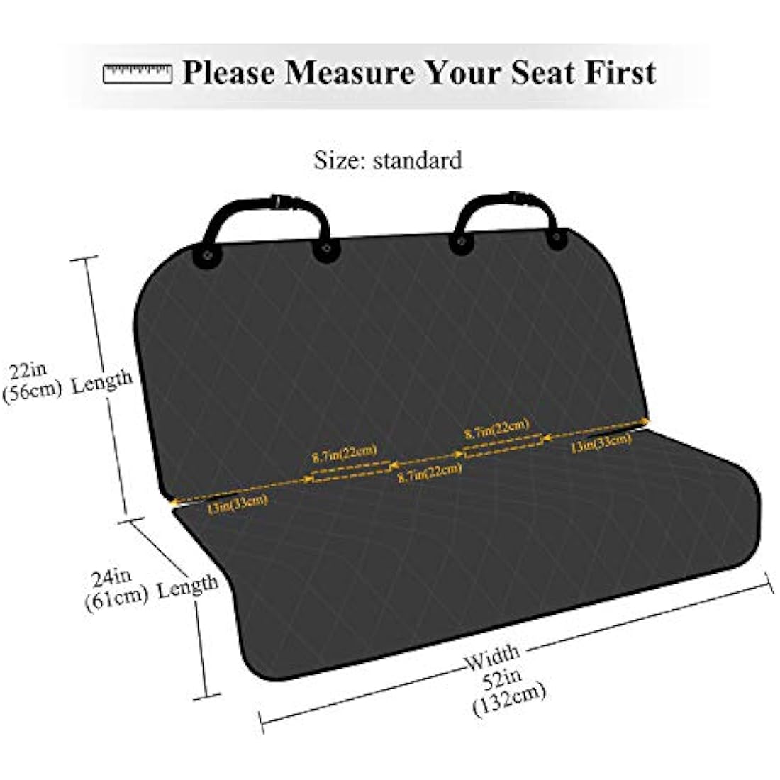 VIVAGLORY Dog Seat Cover | Anti-Slip Waterproof Backseat Protector, Black, S
