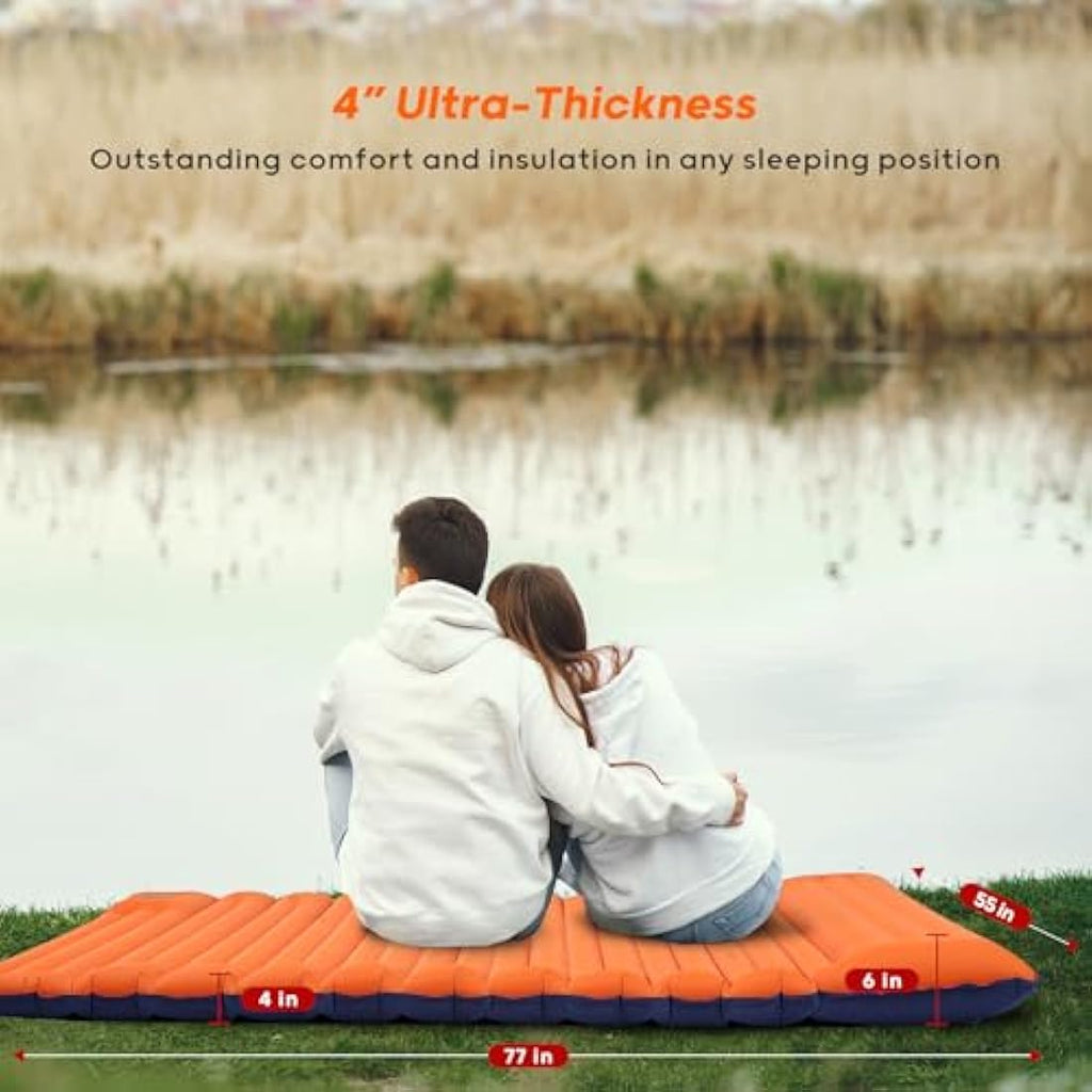 VALEHOWL Double Sleeping Mat | 10cm Thick Camping Mattress with Pump
