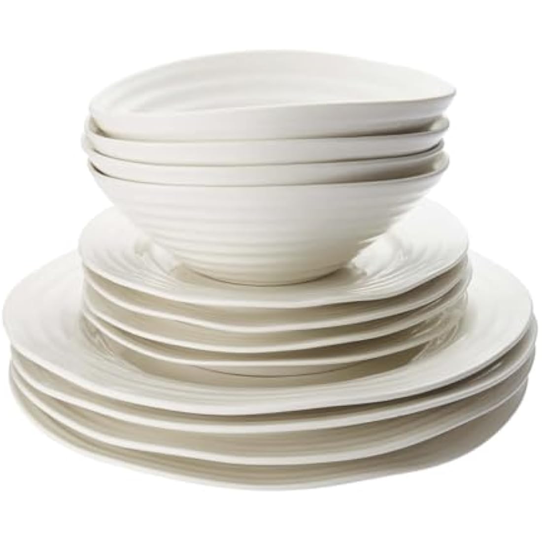 Portmeirion 12-Piece Porcelain Dinner Set – White Microwave Safe Plates