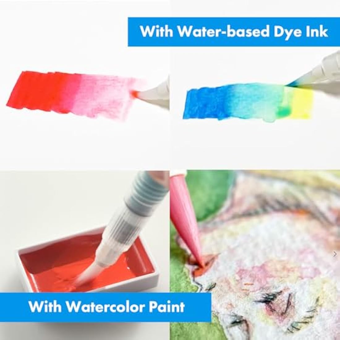Kuretake Water Brush Pen Set - 6 Long Japanese Menso Watercolor Pens