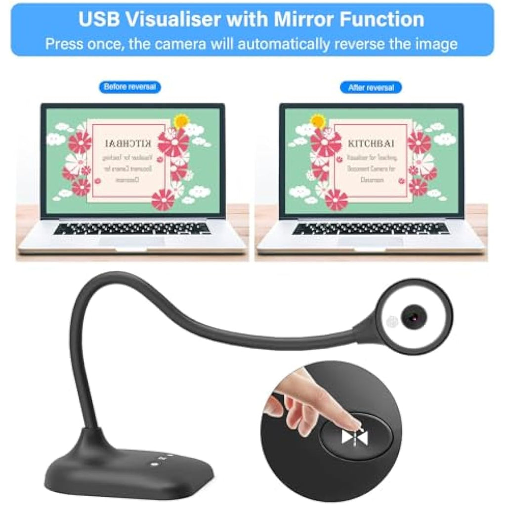 Kitchbai USB Document Camera – HD Visualiser with Auto Focus & LED Light