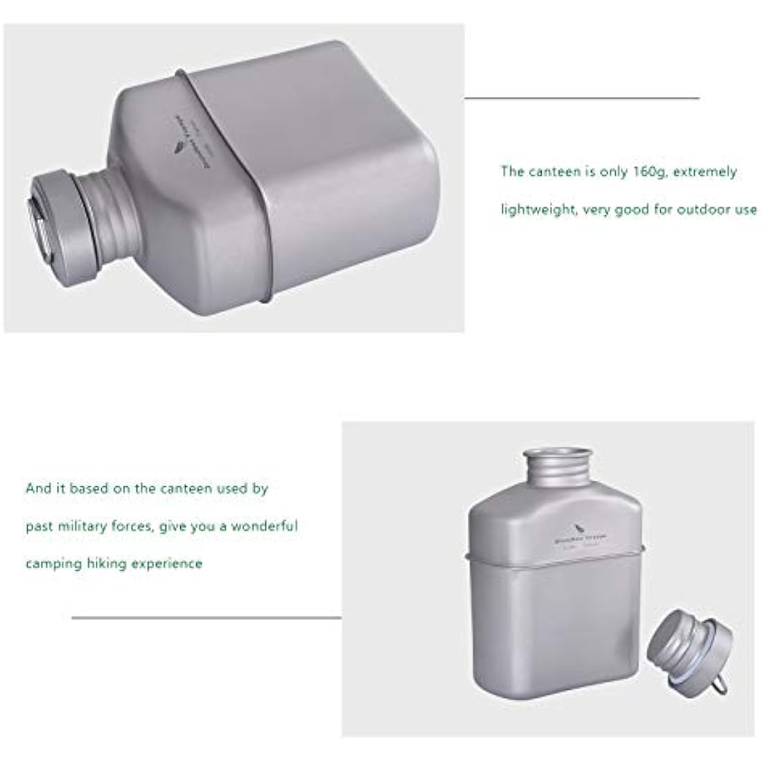 Boundless Voyage Titanium Military Canteen | 1100ml Ultralight Mess Kit