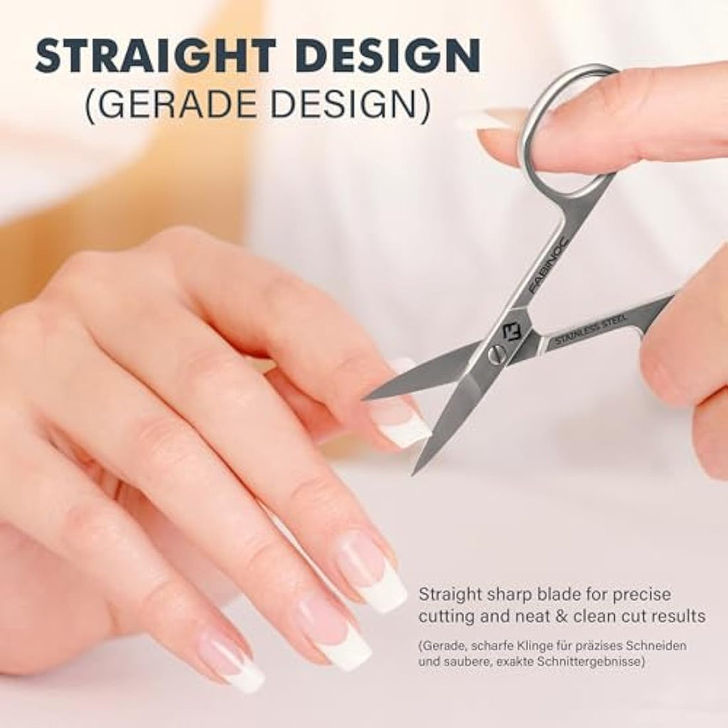 FABINOC Straight Nail Scissors - German Stainless Steel Manicure Tool