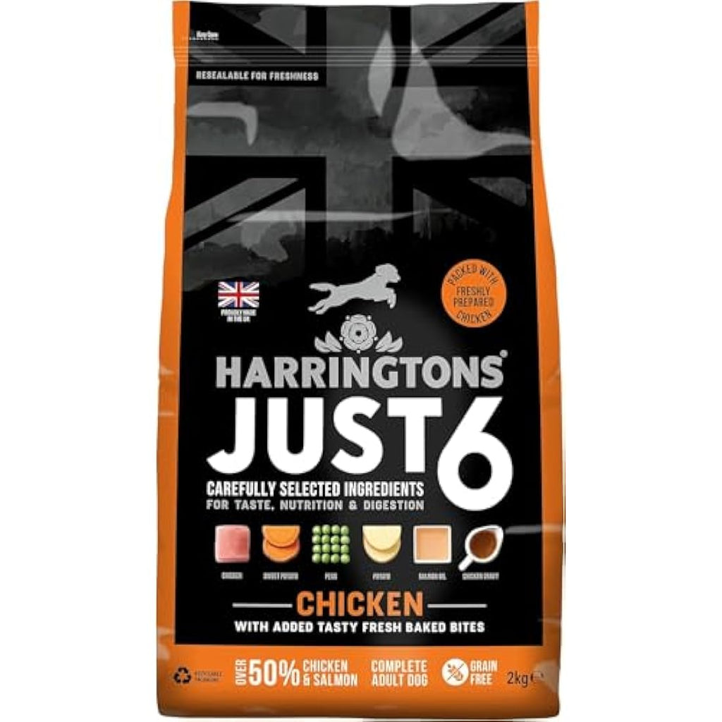 Harringtons Just 6 Grain Free Chicken Dog Food - 2kg (Pack of 4)