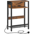 CHOEZON Narrow Side Table with Charging Station | Rustic End Table