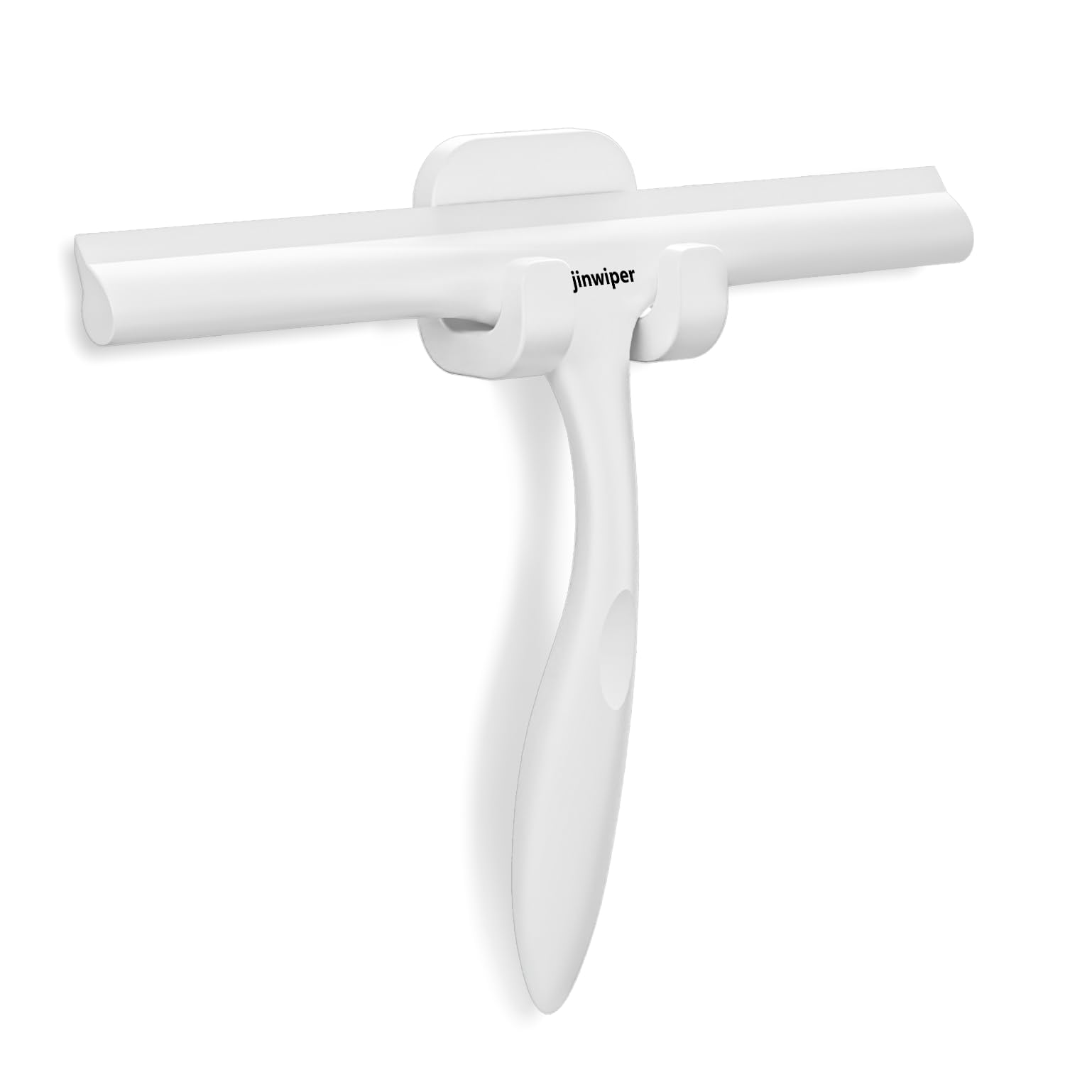 Anjinwiper Shower Squeegee for Glass Doors - 25cm Silicone Wiper, White