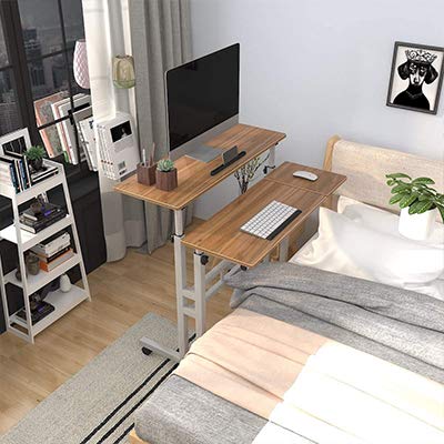 sogesfurniture Mobile Laptop Stand Desk Computer Workstation, Adjustable Notebook Cart Tray PC Table Sit-Stand Workstation with Keyboard Tray for - image 3