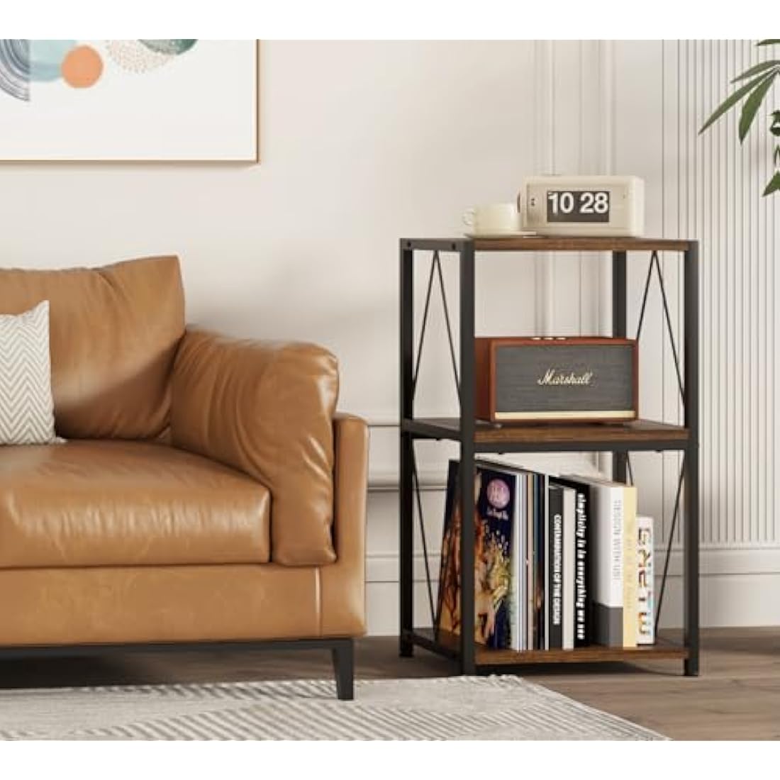 3-Tier Vinyl Record Player Stand with Storage – Wood & Metal