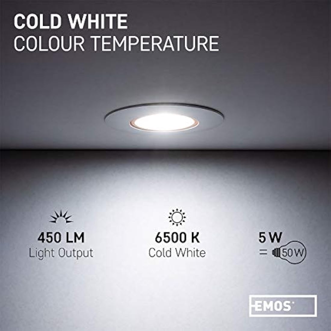 EMOS LED Recessed Ceiling Spotlights - 5W Cold White Ultra Slim - Pack of 12