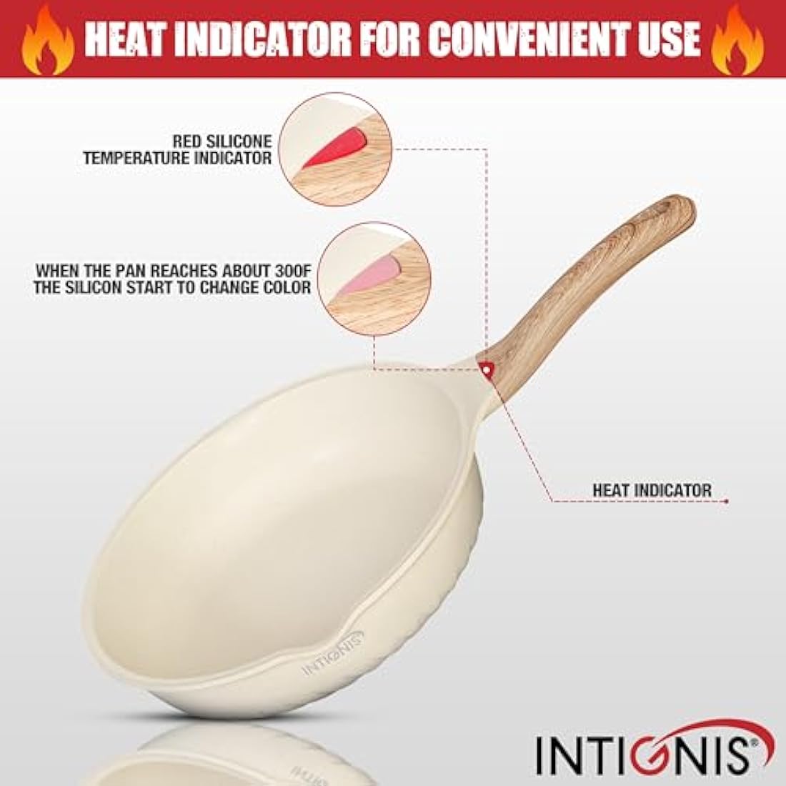 NTIGNIS 28cm Deep Frying Pan with Lid | Non-Stick Induction Skillet