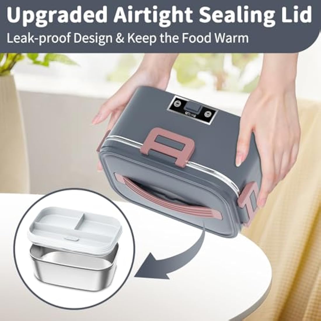 SOOOEC 100W Electric Heated Lunch Box | 1.8L Portable Food Warmer for Car