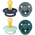 BIBS Colour Pacifiers | Natural Rubber Latex Soothers, 6-18 Months, 4-Pack