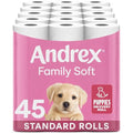 Andrex Family Soft Toilet Tissue – Bulk Pack of 45 Toilet Rolls