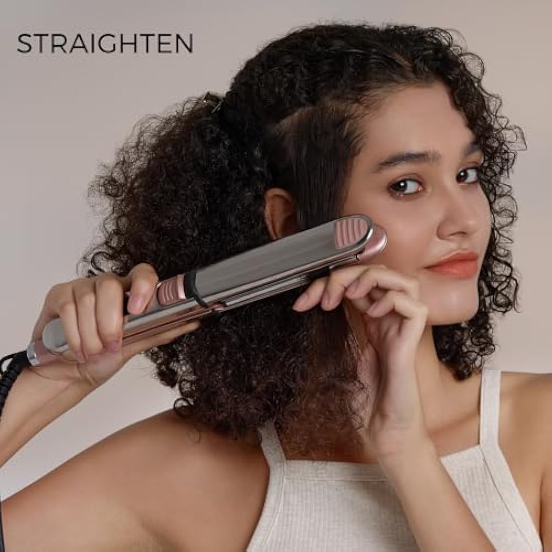 Rozamor Titanium Hair Straightener | 2-in-1 Flat Iron and Curler - Pink