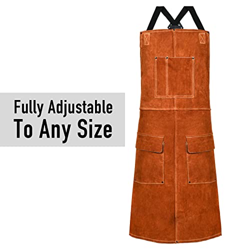 LEASEEK Leather Welding Apron – Heat Resistant Heavy Duty Work Bib