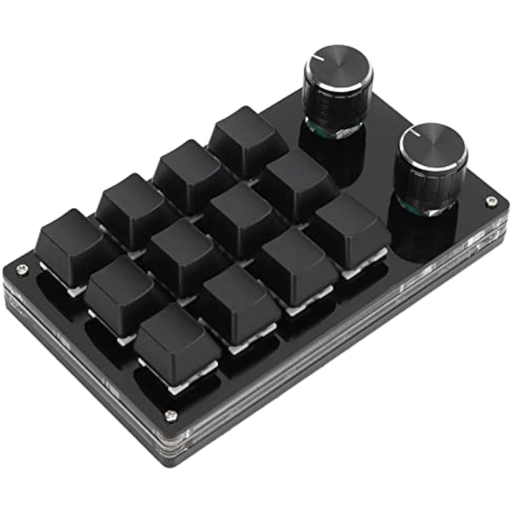 zalati 12-Key Programmable Mechanical Macro Pad with Knob - Black