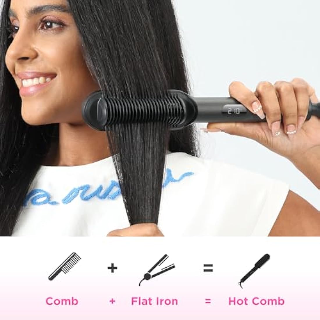 PARWIN PRO BEAUTY Ionic Hair Straightener Brush | Keratin Ceramic Coating
