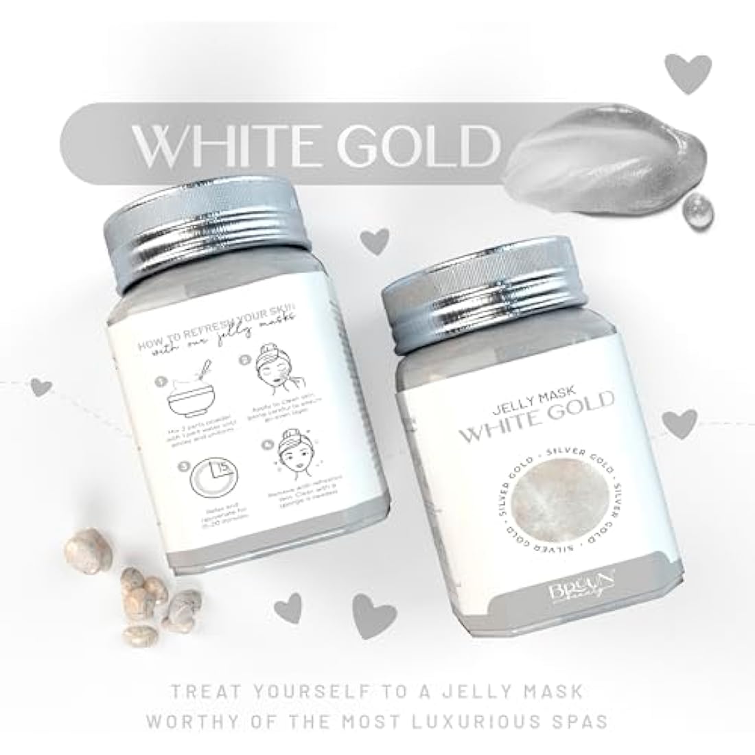 BRÜUN White Gold Glycolic Acid Jelly Mask - Hydrating Peel-Off Rubber Mask